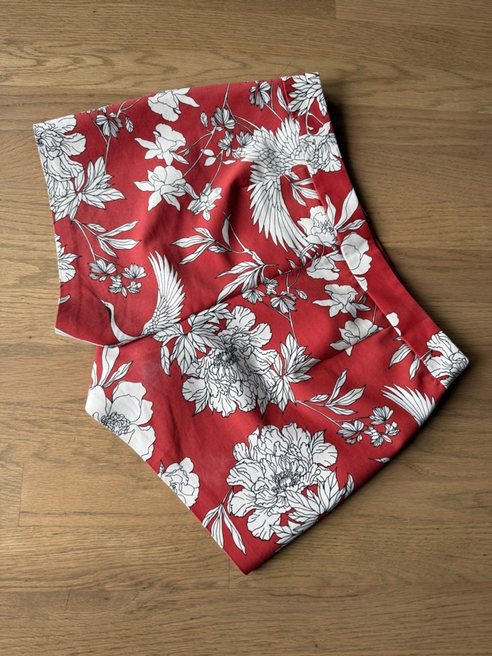 Express Red Floral Print Skirt